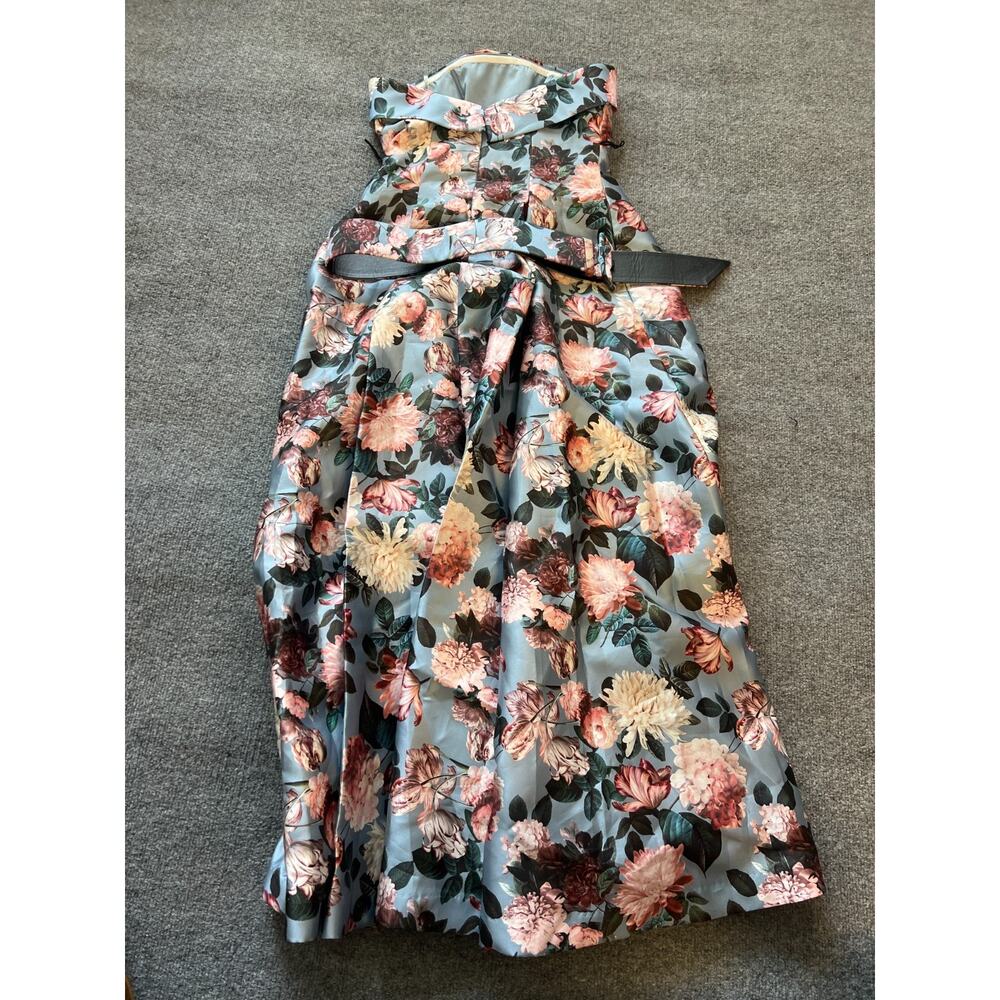 $900 Sachin And Babi Ice Blue Garden Strapless Floral Envelope Brielle Gown 6 - Picture 7 of 12